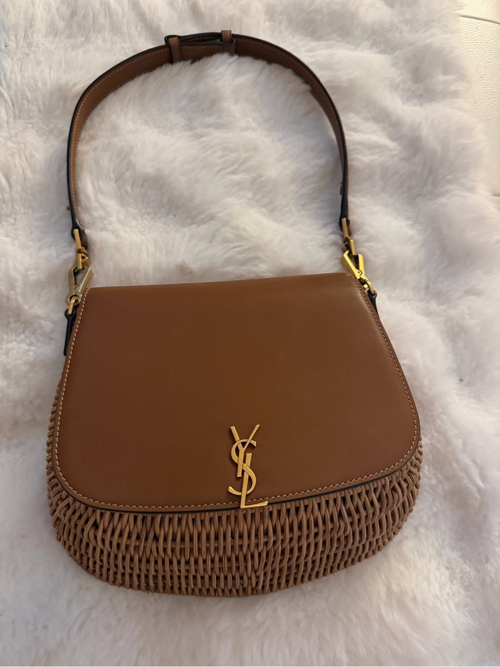 Authentic Saint Laurent - Mini Voltaire Top Handle Bag in Osier